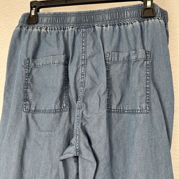 Thread + Supply Pant Women Large Blue Chambray Jogger Serena Ankle Rouched Comfy - Picture 11 of 13